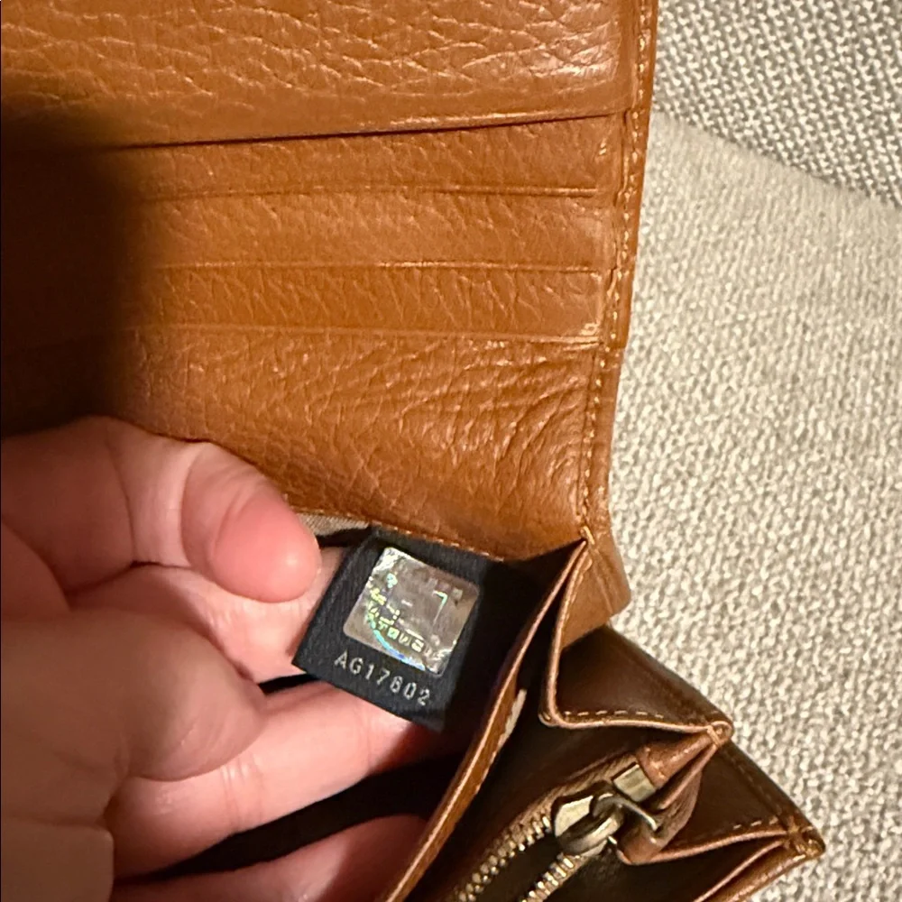 Authentic Fendi Brown Charm Zucchino Canvas Wallet